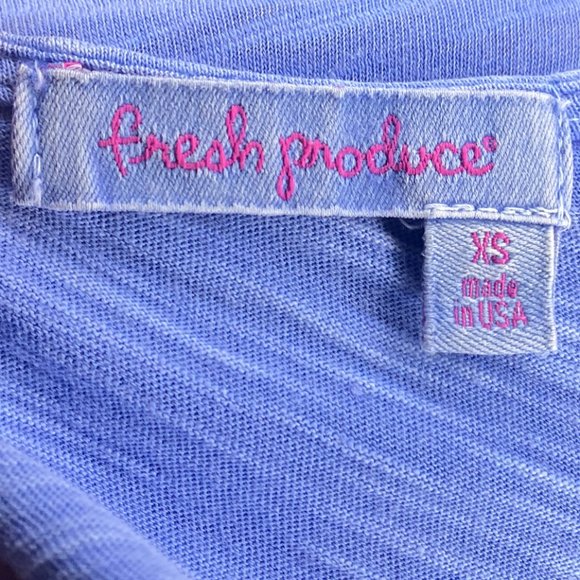 Fresh Produce XS Peri Blue Dalia Front Pocket 3/4 Sleeve Cotton Dress USA Made - Picture 4 of 5